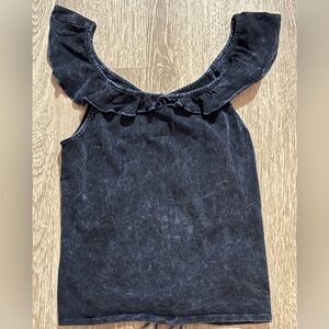 We The Free - Acid Wash Ruffle Strap Tank Top